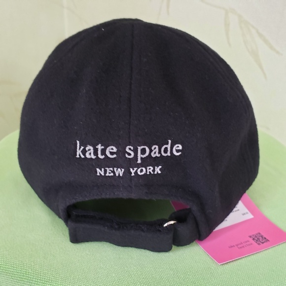 KATE SPADE SPADE FLOWER WOOL BLEND BASEBALL HAT CAP:NWT BLACK - Picture 5 of 10